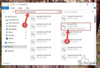 Копирование файла Kernel32.dll в папку C:\Windows\System32